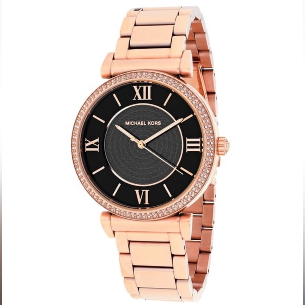 Michael Kors Rose Gold Watch with Black Face